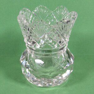 Westmoreland Toothpick Holder 2.5 Inch Clear Cut Glass Vintage Scalloped Fan Rim